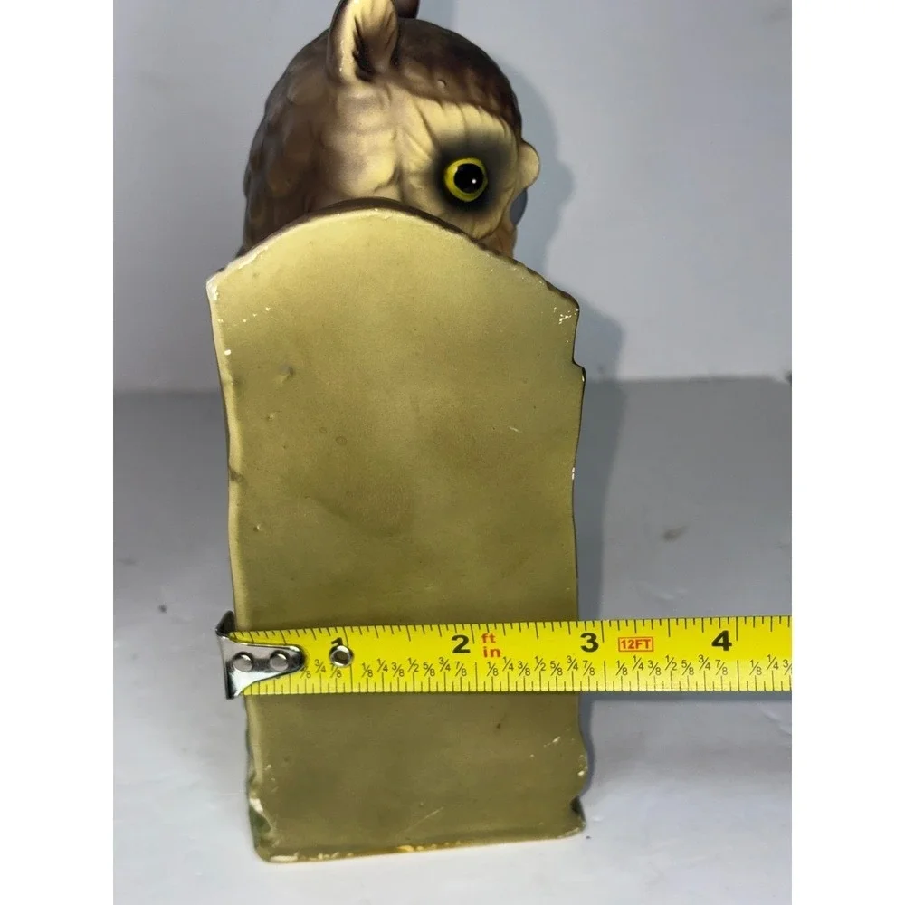 Vtg MCM Ceramic Owl Book Ends Mid Century Modern Brown Woodland Bird Decor Pair